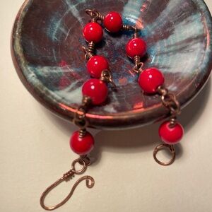 Handmade‎ Beaded Copper Wire Wrap Bracelet Anklet Hammered Boho Fairy Indie